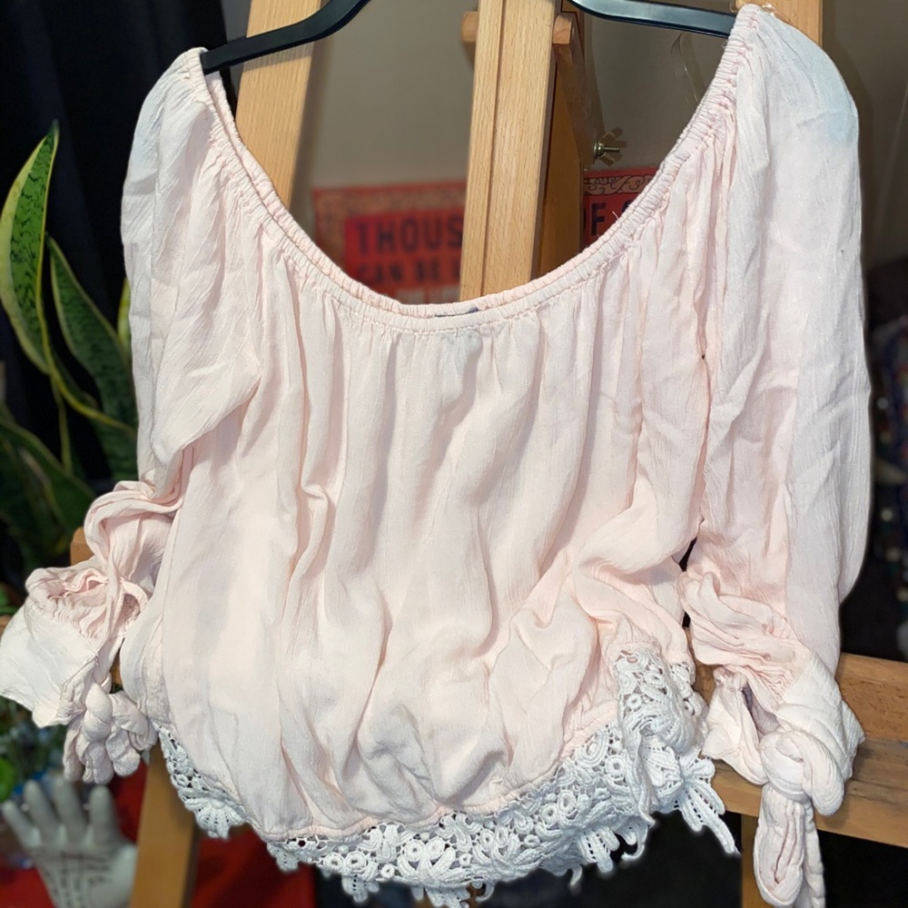 Lace Bottom Long Crop Top